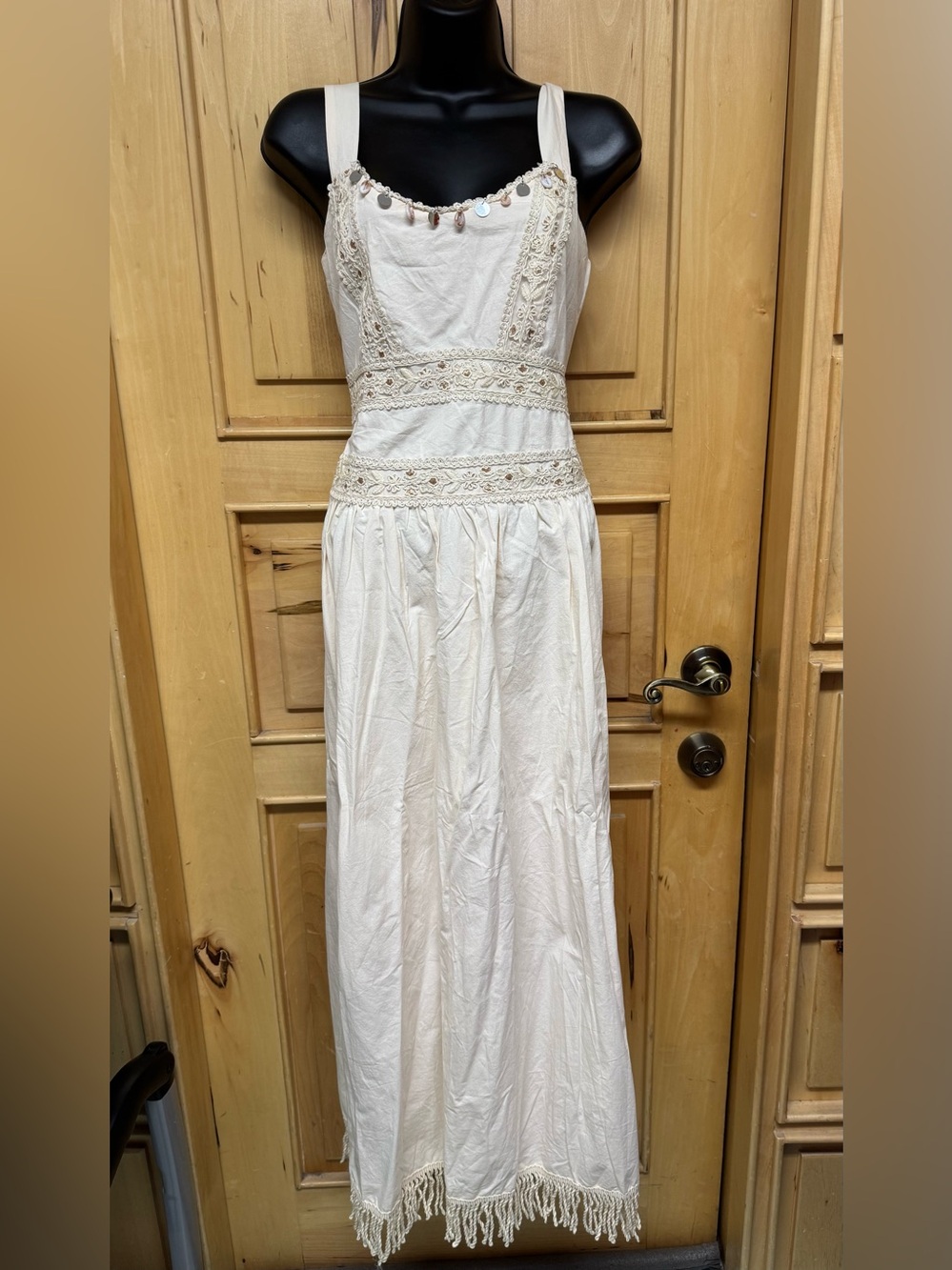 Bohemian Lace-Detail White Maxi Dress